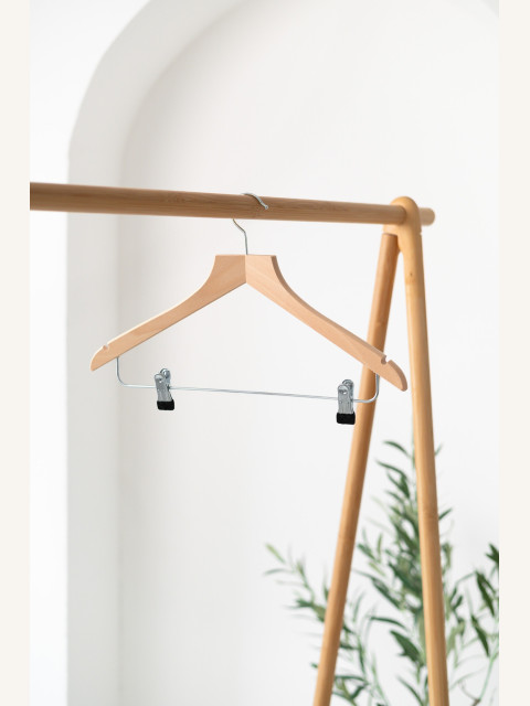 Luxusní dřevěné ramínko LUX-klips – na saka, kabáty, kalhoty i sukně (44 cm)